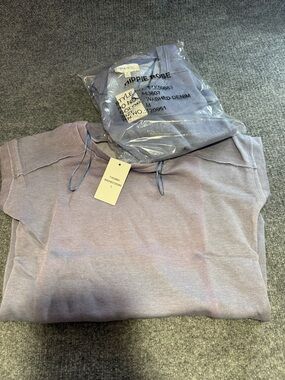 Hippie Rose Light Purple Washed Denim Pullover Hoodie